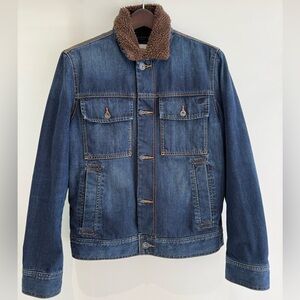 Men'sTimberland Blue Denim Jacket Brown Sherpa lined